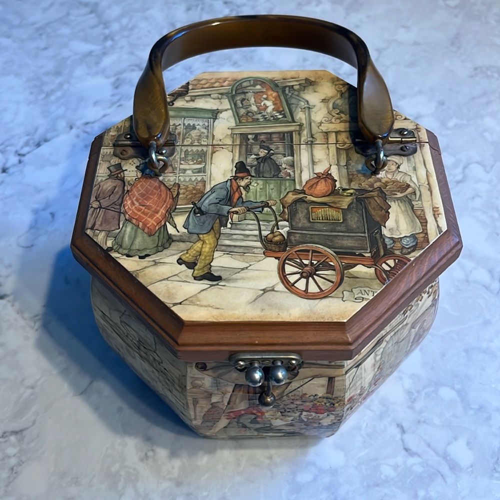 Victorian era vintage wooden purse